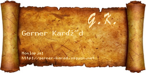 Gerner Karád névjegykártya